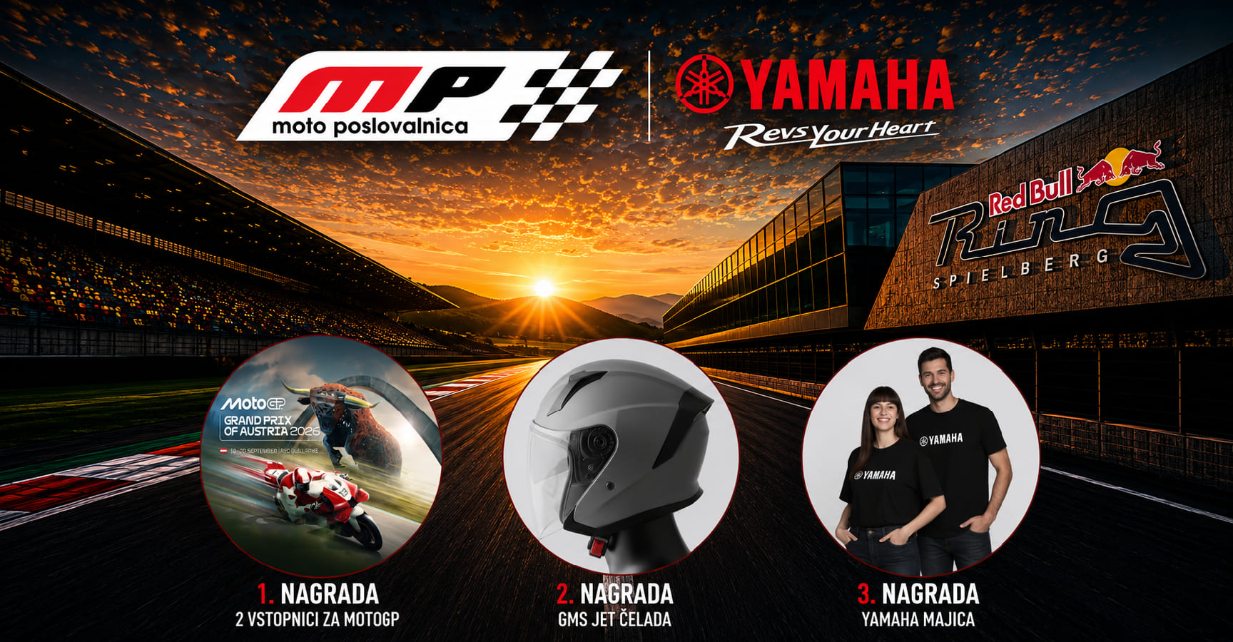 Velika Yamaha nagradna igra z glavno nagrado MotoGP Paddock vstopnici za Red Bull Ring v Spielbergu ter GMS Jet čelado in Yamaha majico