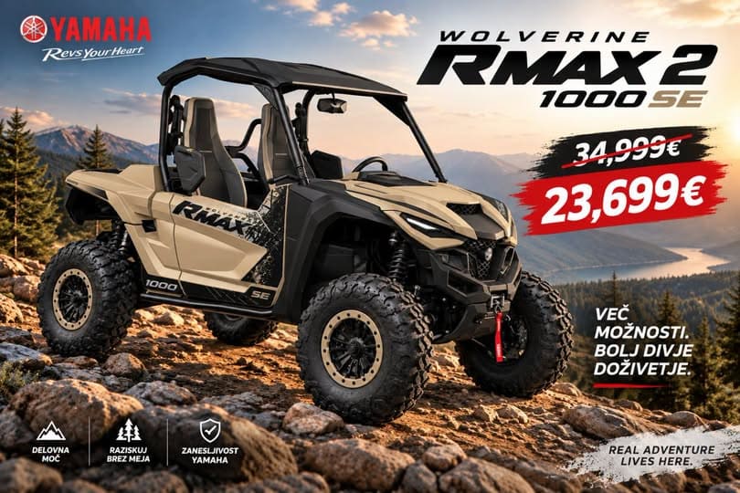 Yamaha Wolverine RMAX 2 1000 SE – zmogljiv dvosedežni SSV za zahtevne terene